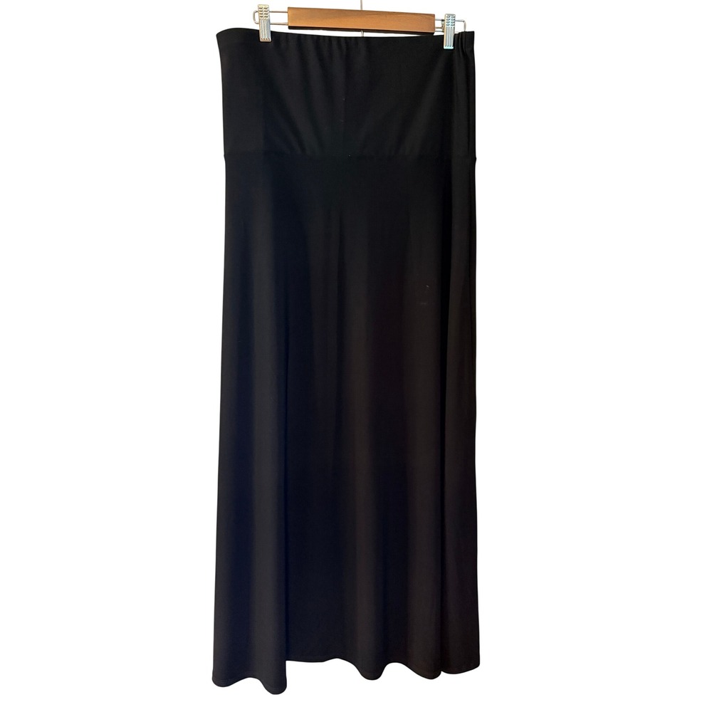 MSK Maxi Skirt Womens Large Black Good High Waisted A-Line Stretch Jersey USA